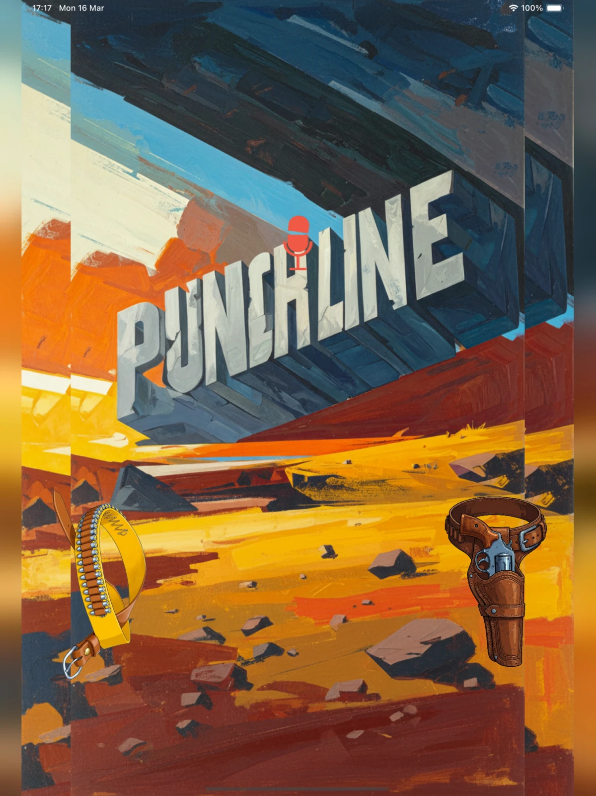 Punchline iPad screenshot showing the landing screen